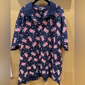 Croft & Barrow Sport Men Patriotic Flag Polo Short Sleeve Shirt Navy Blue 2XL